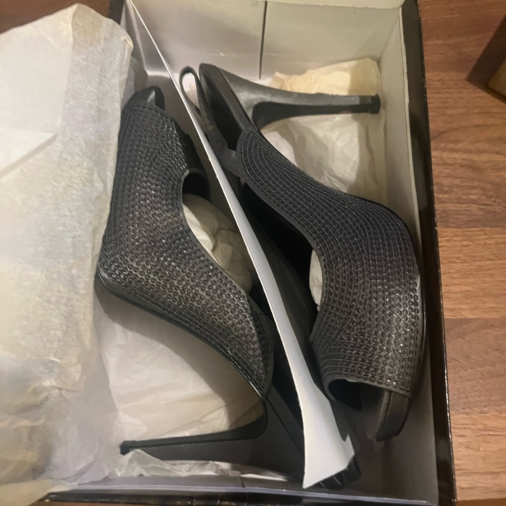 Gray Sequined Heels